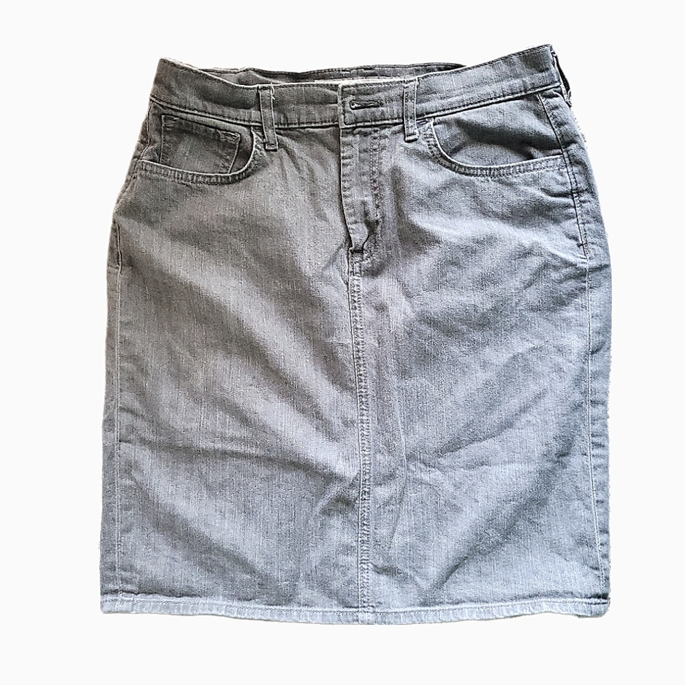 Y2K OLD NAVY Grey DENIM Knee-Length Pencil Skirt Size 8